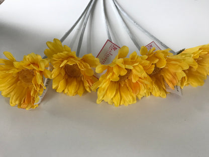 Artificial Yellow Gerbera Flower Stem 55cm